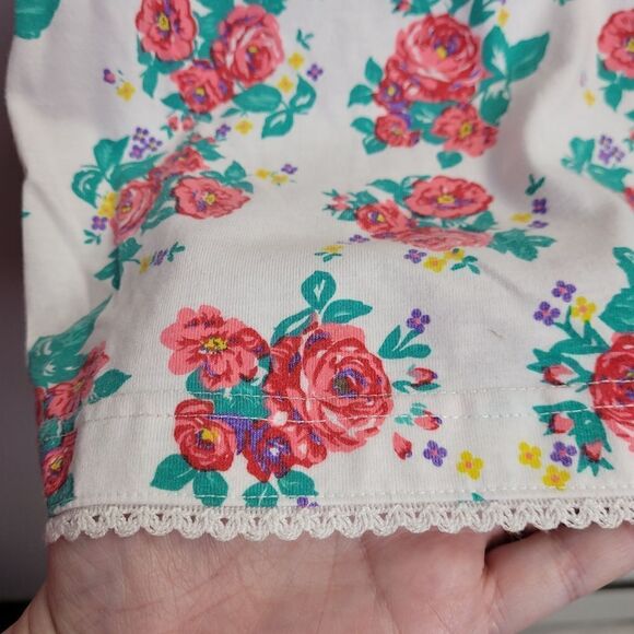 VINTAGE 90s pink rose‎ cottagecore pull on button front skater skirt S - Picture 6 of 9